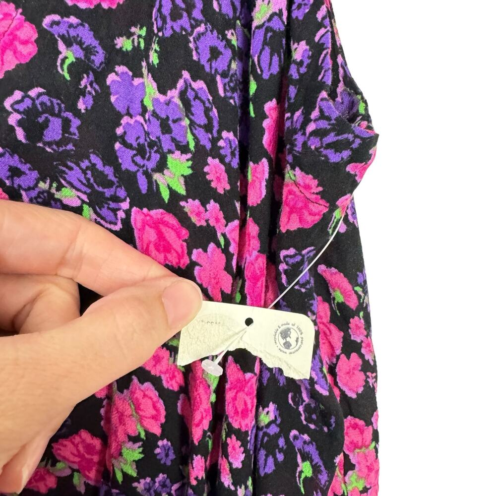 Free People | NWT Bare It All Purple Pink Floral Shoulder Tie Lace Tank Bodysuit - Picture 11 of 14